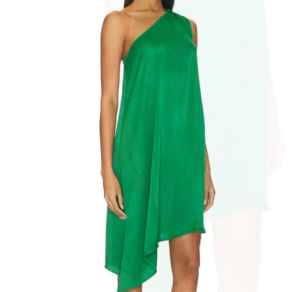 Asymmetrical one shoulder Green Bobi Black Dress